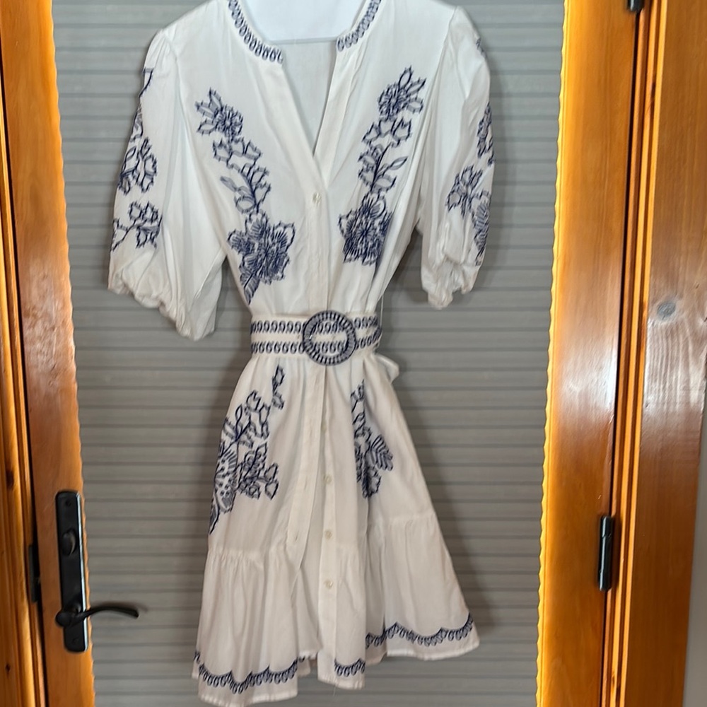 Floral Embroidered White Dress - Eliza J